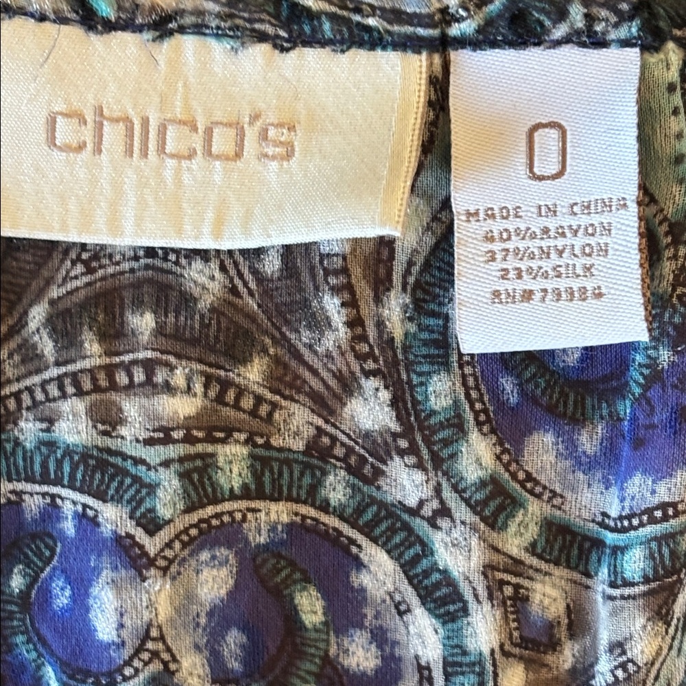 Chico's | Multicolor Paisley Blouse With Elastic Waist - Picture 7 of 8